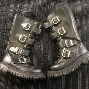 Black goth combat boots.